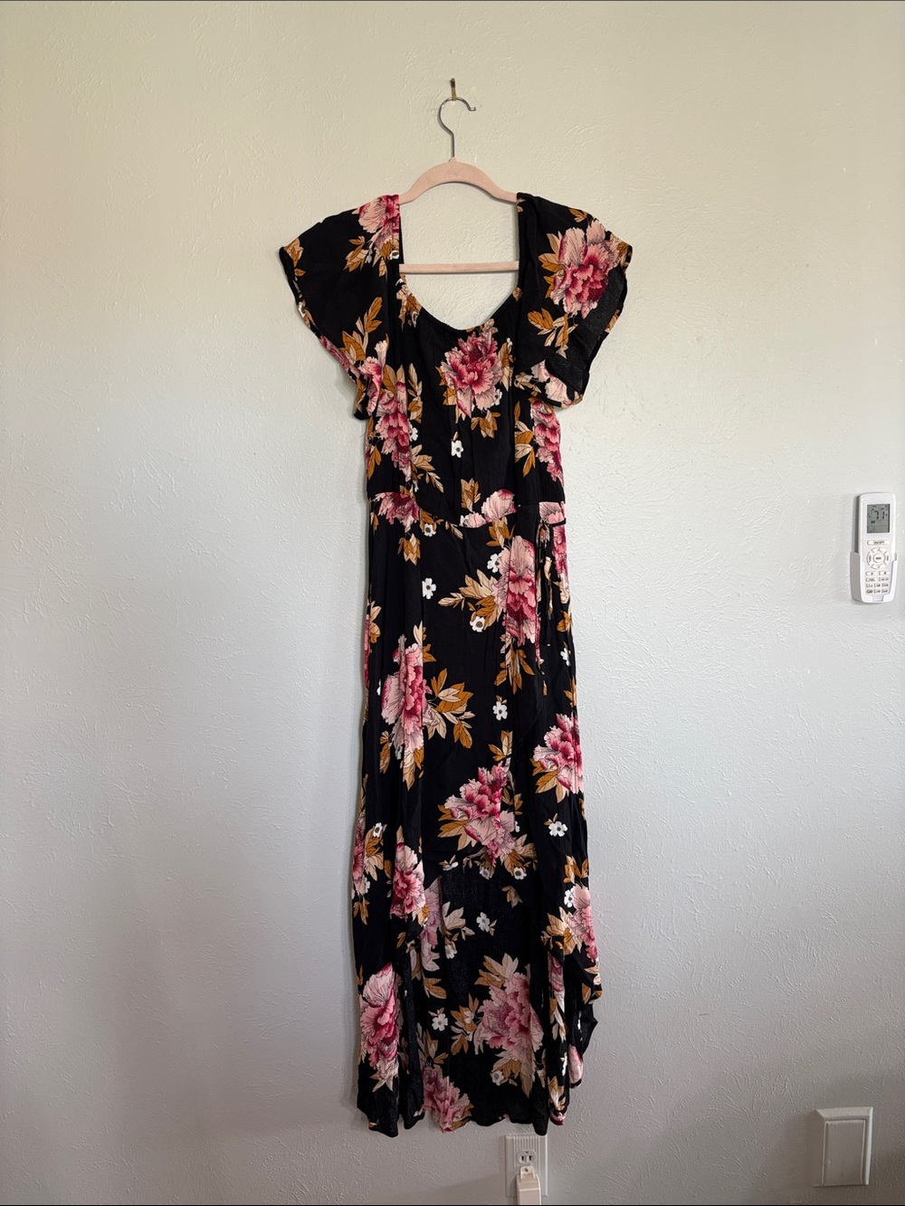 Maurices Black Floral High Low Maxi Dress